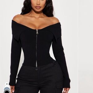 Off Shoulder Black Sweater